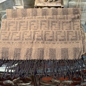 Fendi Wool Scarf with Fendi Patterned Logo